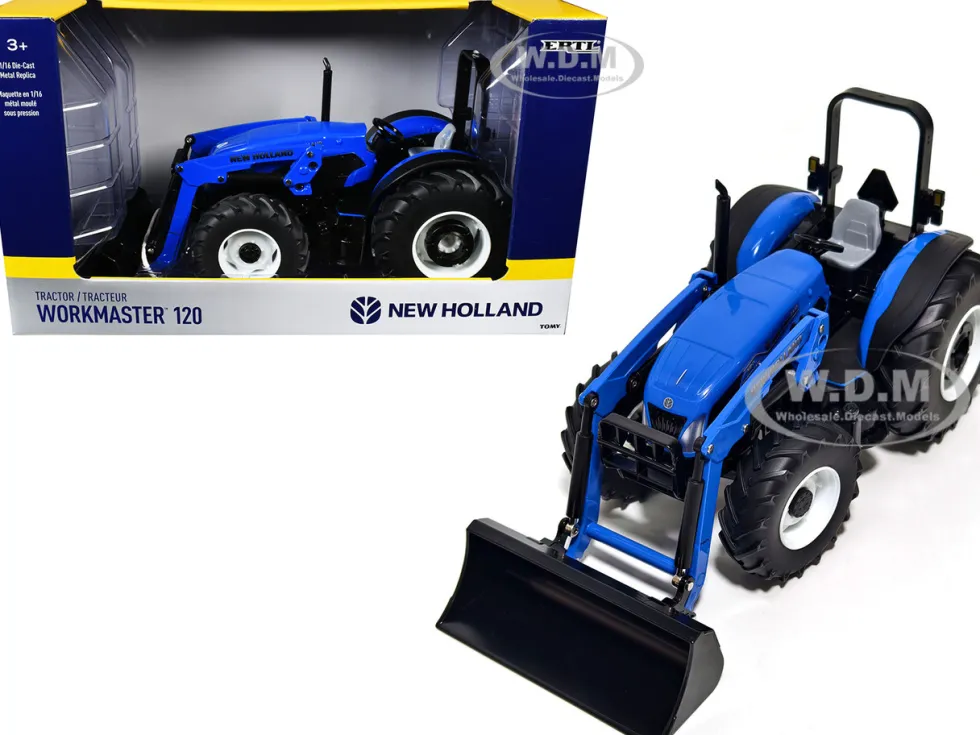 New Holland Workmaster 120 Tractor with Loader Blue 1/16 Diecast Model by ERTL TOMY