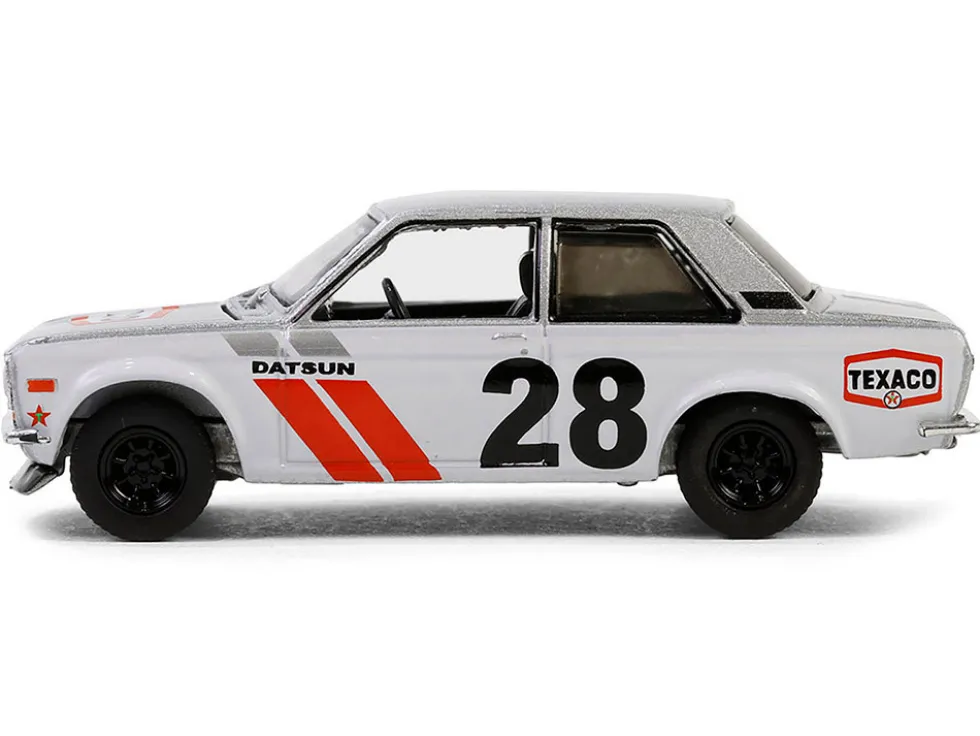 1970 Nissan Datsun 510 #28 "Texaco" Silver Metallic and White with Red Stripes "Texaco Special Edition" Series 1 1/64 Diecast Model Car by Greenlight