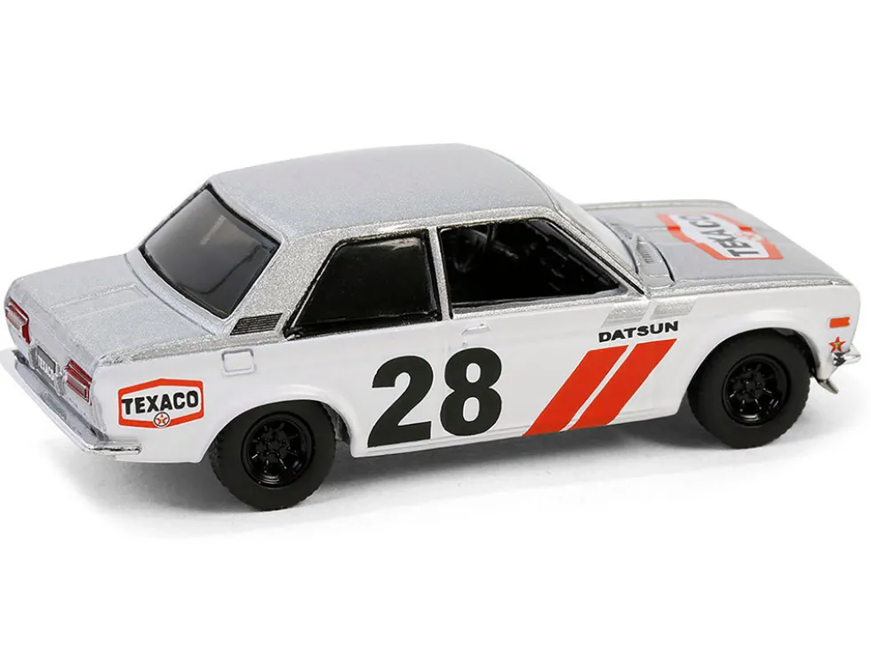 1970 Nissan Datsun 510 #28 "Texaco" Silver Metallic and White with Red Stripes "Texaco Special Edition" Series 1 1/64 Diecast Model Car by Greenlight