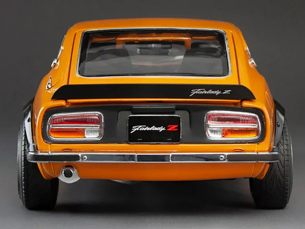 1970 Nissan Fairlady Z (S30) RHD (Right Hand Drive) Orange with Carbon Hood "Asian Collectibles" Series 1/18 Diecast Model Car by Sun Star