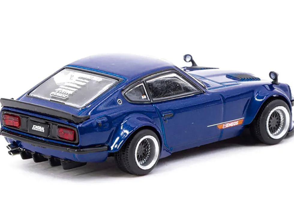 Nissan Fairlady Z S30 Widebody RHD (Right Hand Drive) "Designed by Jon Sibal" Blue Metallic "Global64" Series 1/64 Diecast Model Car by Tarmac Works