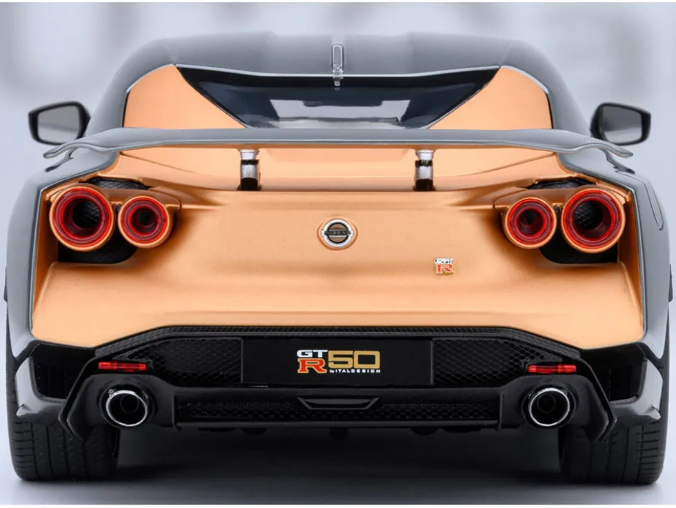 Nissan GT-R50 By ItalDesign "Goodwood Version" Liquid Kinetic Gray Metallic with Gold Accents 1/18 Model Car by Autoart