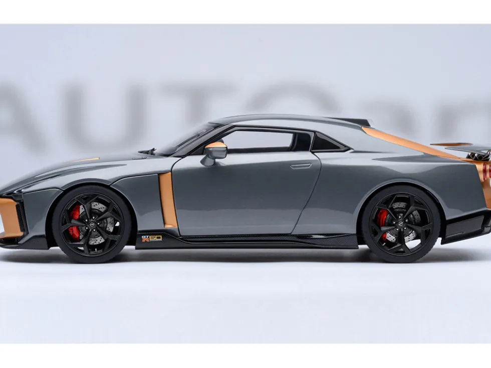 Nissan GT-R50 By ItalDesign "Goodwood Version" Liquid Kinetic Gray Metallic with Gold Accents 1/18 Model Car by Autoart