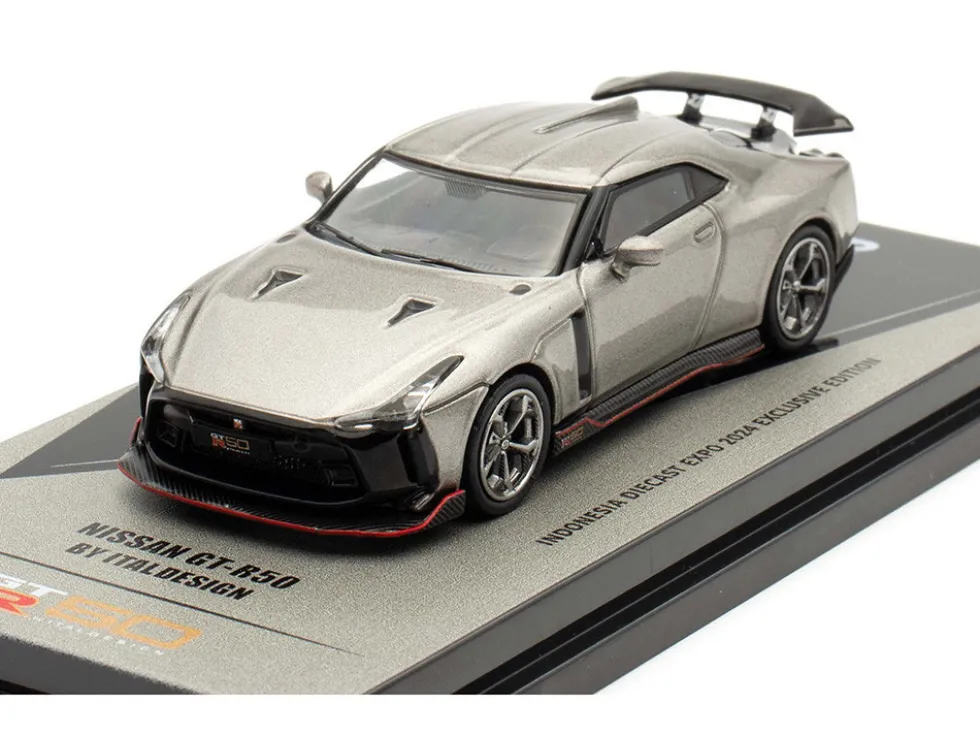 Nissan GT-R50 By ItalDesign Gray Metallic "Indonesia Diecast Expo 2024 Exclusive Edition" 1/64 Diecast Model Car by Inno Models
