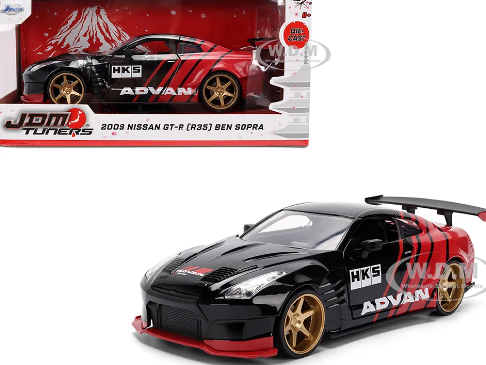 2009 Nissan GT-R (R35) Ben Sopra "Advan" Black and Red "JDM Tuners" Series 1/24 Diecast Model Car by Jada