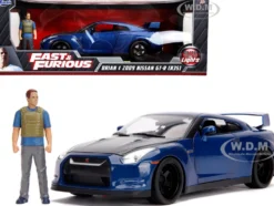 2009 Nissan GT-R R35 Blue Metallic Carbon Lights Brian Figurine Fast & Furious Movie 1/18 Diecast Model Car Jada 31142