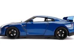 2009 Nissan GT-R R35 Blue Metallic Carbon Lights Brian Figurine Fast & Furious Movie 1/18 Diecast Model Car Jada 31142