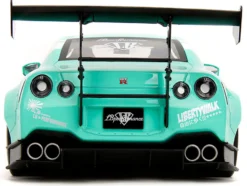 Nissan GT-R (R35) Liberty Walk Body Kit 2.0 RHD (Right Hand Drive) Light Blue with Black Hood and White Stripes