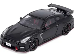 Nissan GT-R (R35) Nismo RHD (Right Hand Drive) Nismo Black with Carbon Hood and Top 1/64 Diecast Model Car by Inno Models