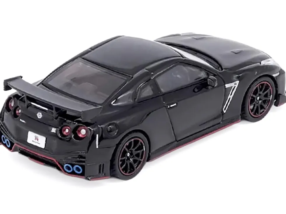 Nissan GT-R (R35) Nismo RHD (Right Hand Drive) Nismo Black with Carbon Hood and Top 1/64 Diecast Model Car by Inno Models