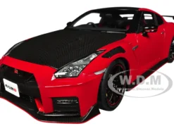 2022 Nissan GT-R (R35) Nismo Special Edition RHD (Right Hand Drive) Vibrant Red with Carbon Hood and Top 1/18 Model Car by Autoart