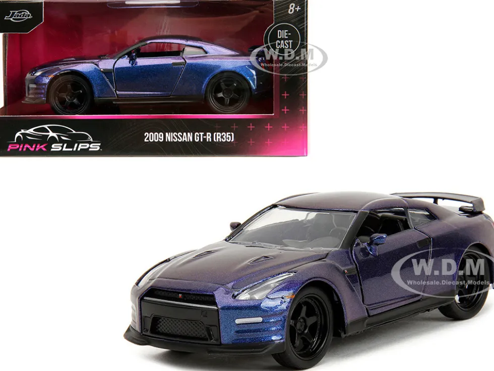 2009 Nissan GT R R35 Purple Metallic Pink Slips Series 1/32 Diecast Model Car Jada 34856