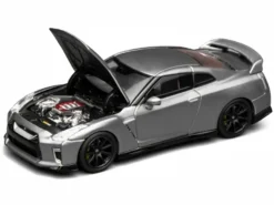2020 Nissan GT-R (R35) Track Edition Engineered by NISMO RHD (Right Hand Drive) Dark Metal Gray Metallic "Senior 64" Series 1/64 Diecast Model Car by MotorHelix