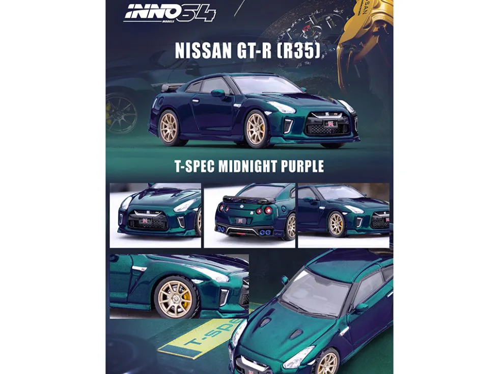Nissan GT-R (R35) T-Spec RHD (Right Hand Drive) Midnight Purple Metallic 1/64 Diecast Model Car by Inno Models