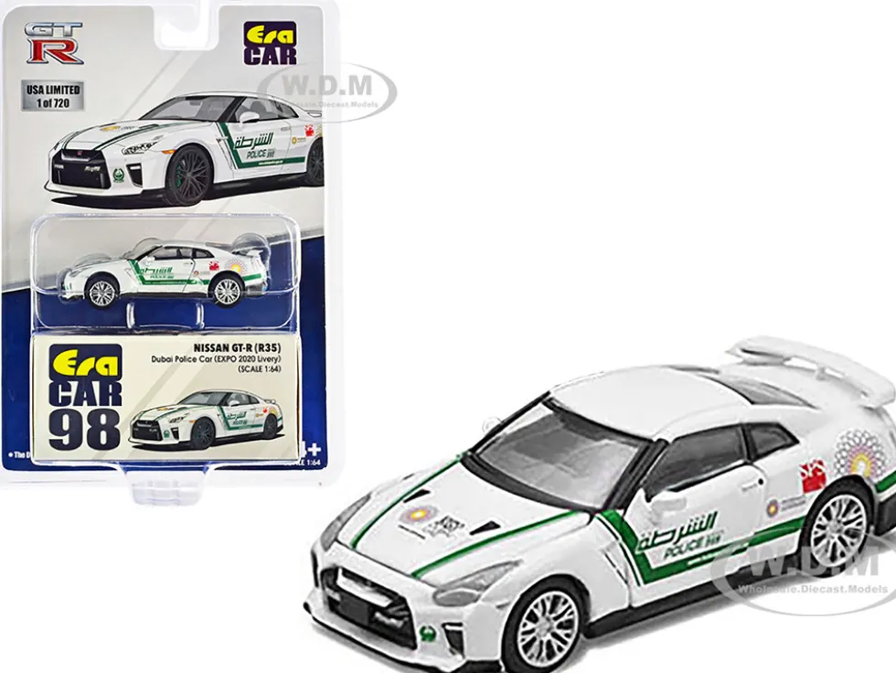Nissan GT-R R35 White Dubai Police EXPO 2020 Livery Limited Edition to 720 pieces Worldwide 1/64 Diecast Model Car Era Car NS21GTR98