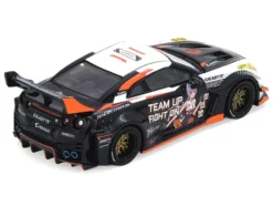 Nissan GT-R (R35) Widebody RHD (Right Hand Drive) Black and White with Graphics "AORUS X INNO64 Limited Edition" 1/64 Diecast Model Car by Inno Models