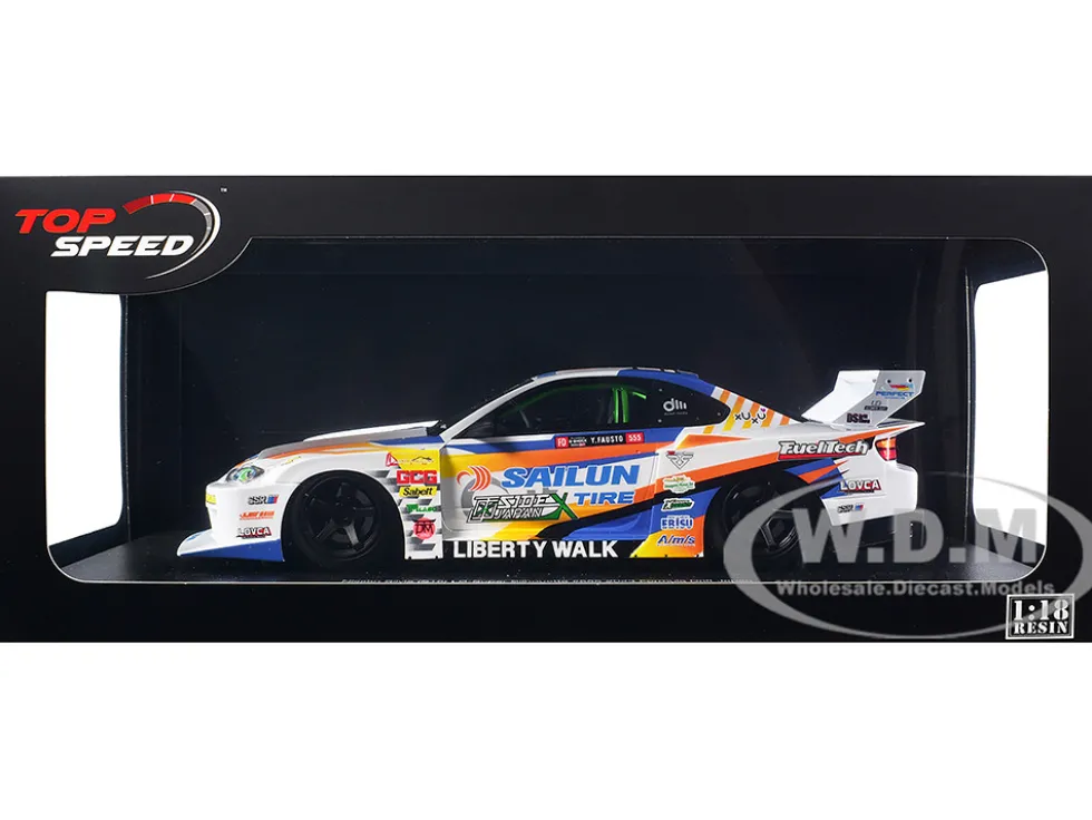 Nissan LB-Super Silhouette S15 SILVIA #555 Yukio Fausto "Formula Drift Japan" (2023) 1/18 Model Car by Top Speed