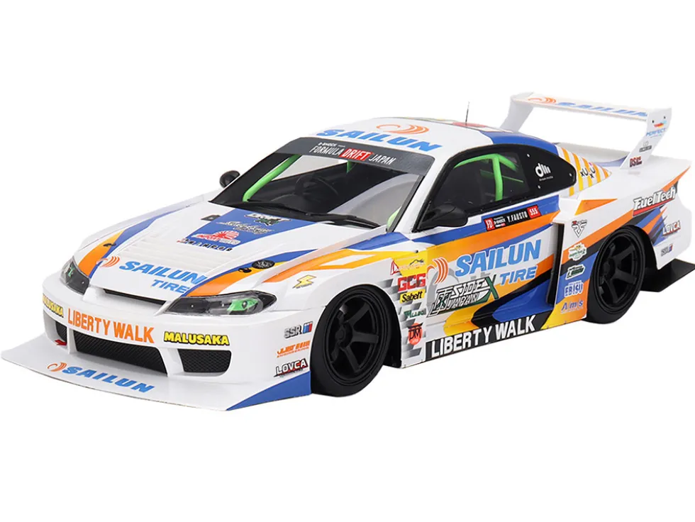 Nissan LB-Super Silhouette S15 SILVIA #555 Yukio Fausto "Formula Drift Japan" (2023) 1/18 Model Car by Top Speed