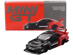 Nissan "LB-Super Silhouette" S15 SILVIA RHD (Right Hand Drive) Red and Black "ADVAN" Limited Edition 1/64 Diecast Model Car by Mini GT