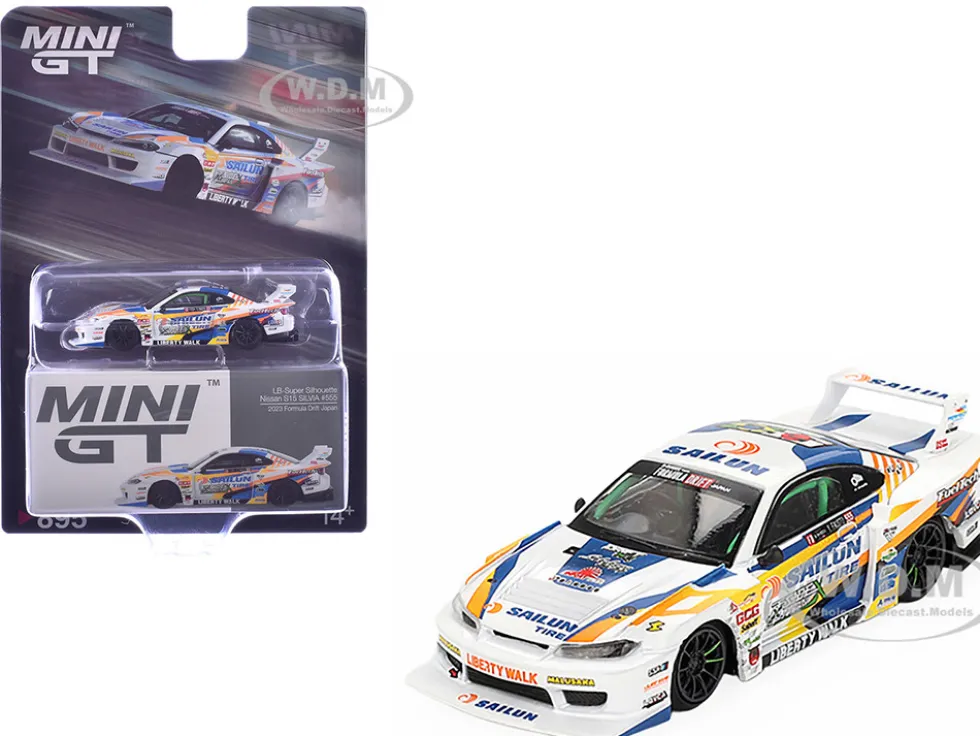 Nissan "LB-Super Silhouette" S15 SILVIA RHD (Right Hand Drive) #555 Yukio Fausto "Formula Drift Japan" (2023) Limited Edition 1/64 Diecast Model Car by Mini GT