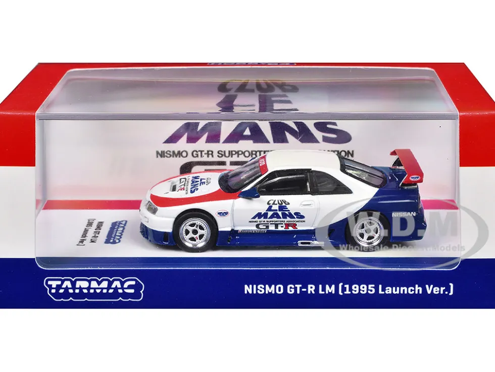 Nissan Nismo GT-R LM RHD (Right Hand Drive) "1995 Launch Version" White with Red and Blue Accents "Hobby64" Series 1/64 Diecast Model Car by Tarmac Works