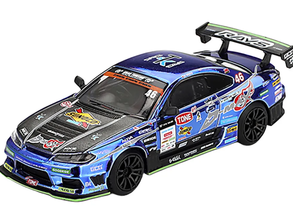Nissan Silvia (S15) D-MAX RHD (Right Hand Drive) #46 Masao Suenaga "D-MAX Racing" "D1 Grand Prix" (2023) Limited Edition 1/64 Diecast Model Car by Mini GT