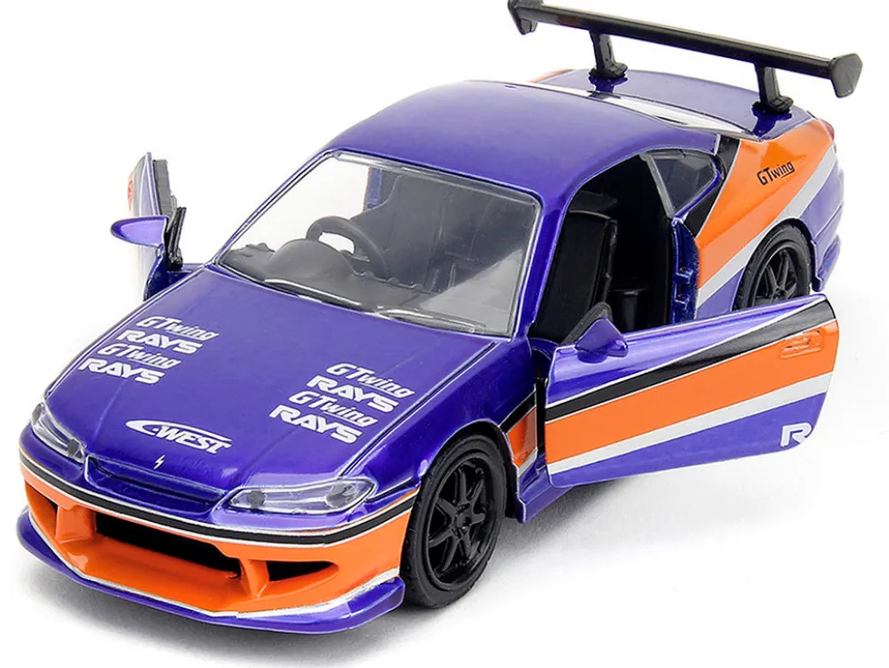 2001 Nissan Silvia S15 RHD (Right Hand Drive) Blue Metallic with Graphics "The Fast and the Furious: Tokyo Drift" (2006) Movie "Fast & Furious" Series 1/32 Diecast Model Car by Jada