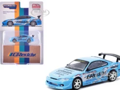 Nissan Silvia (S15) Vertex RHD (Right Hand Drive) "GReddy" Light Blue "Global64" Series 1/64 Diecast Model by Tarmac Works