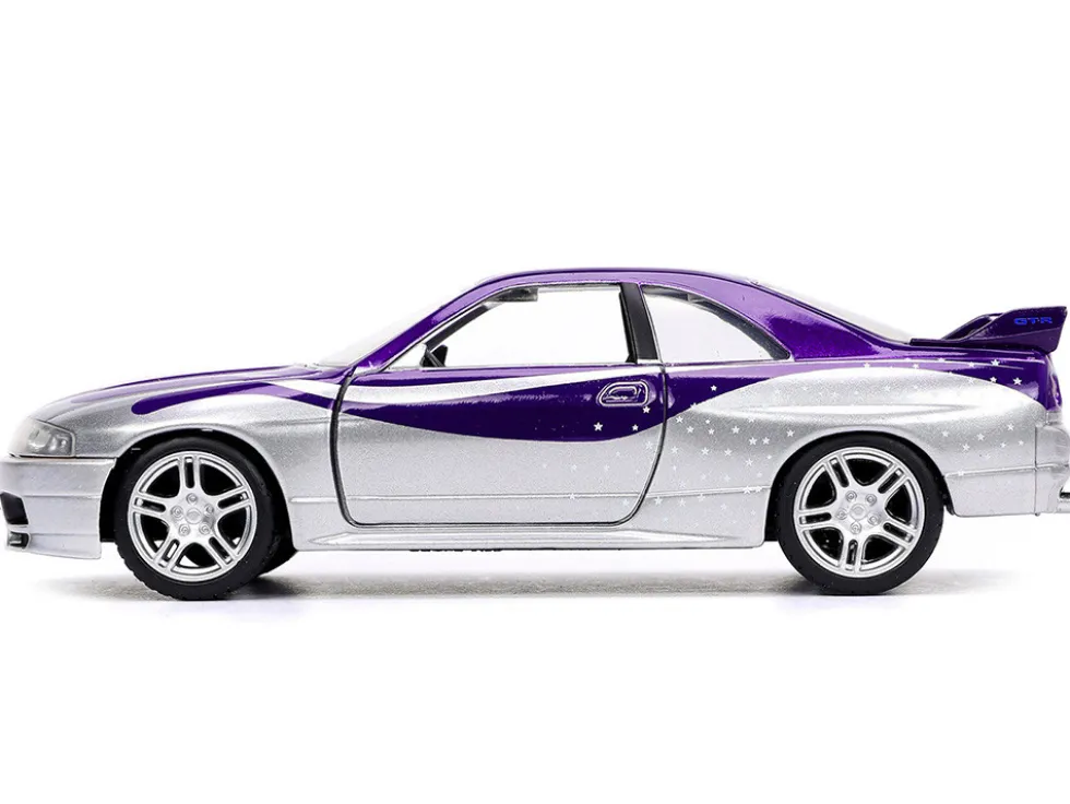 1995 Nissan Skyline GT R BCNR33 Purple and Silver Metallic Fast & Furious Series 1/32 Diecast Model Car Jada
