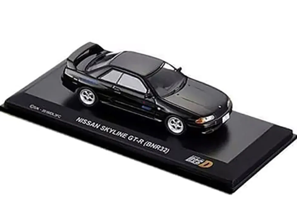 Nissan Skyline GT-R (BNR32) RHD (Right Hand Drive) Black "Initial D" Manga 1/64 Diecast Model Car by Kyosho