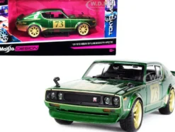 1973 Nissan Skyline 2000GT-R KPGC110 #73 Green Metallic Gold Stripes Tokyo Mod Series 1/24 Diecast Model Car Maisto 32539
