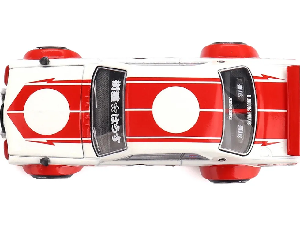 Nissan Skyline 2000GT-R (KPGC10) "Kaido Works V2" RHD (Right Hand Drive) White with Red Stripes (Designed by Jun Imai) "Kaido House" Special 1/64 Diecast Model Car by Mini GT