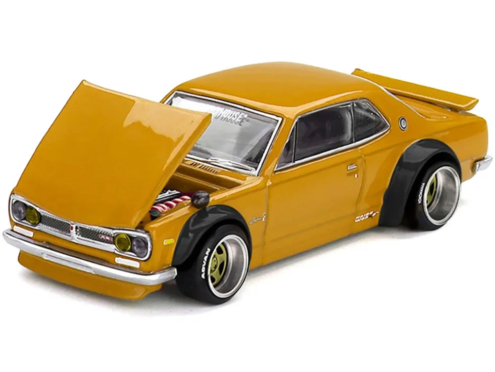 Nissan Skyline 2000GT-R (KPGC10) RHD (Right Hand Drive) "Kaido Street V2" Yellow (Designed by Jun Imai) "Kaido House" Special 1/64 Diecast Model Car by Mini GT