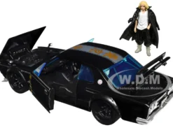 1971 Nissan Skyline GT R RHD Right Hand Drive Black with Silver Stripe and Mikey Diecast Figure Tokyo Revengers 2021 TV Series 