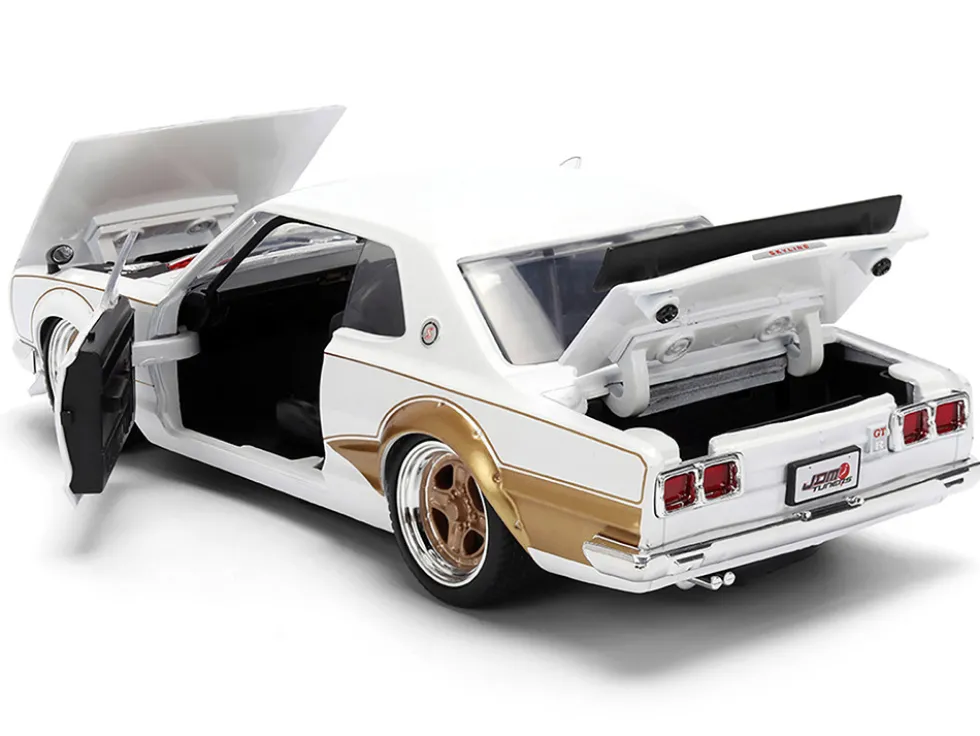 1971 Nissan Skyline 2000GT-R RHD (Right Hand Drive) White with Gold Graphics "JDM Tuners" Series 1/24 Diecast Model Car by Jada