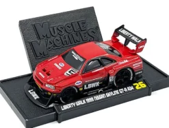 1999 Nissan Skyline GT R R34 #5 Liberty Walk Red and Black 1/64 Diecast Model Car Muscle Machines 15566RD