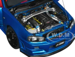 Nissan Skyline GT-R R34 Nismo Z-TUNE RHD (Right Hand Drive) Bayside Blue 1/18 Model Car by Autoart