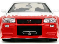 2002 Nissan Skyline GT-R (R34) RHD (Right Hand Drive) White with Red Graphics and Ryu Diecast Figure