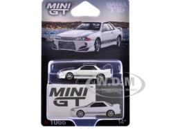 Nissan Skyline GT-R (R32) RHD (Right Hand Drive) "Veilside Combat C-I" White with Gray Stripes Limited Edition 1/64 Diecast Model Car by Mini GT