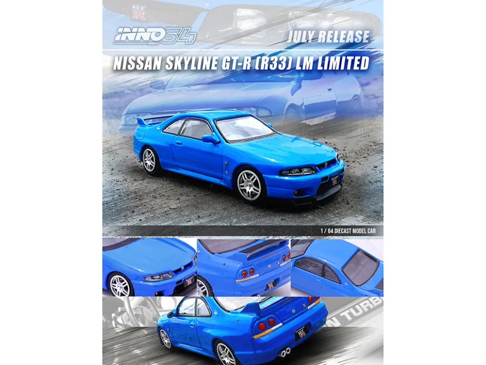 Nissan Skyline GT R R33 RHD Right Hand Drive Blue LM Limited 1/64 Diecast Model Car Inno Models IN64-R33-LMLTD
