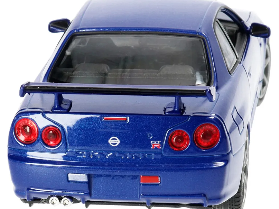 Nissan Skyline GT-R R34 RHD Right Hand Drive Blue Metallic NEX Models 1/24 Diecast Model Car Welly 24108