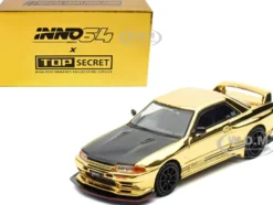 Nissan Skyline GT-R (R32) "Top Secret" RHD (Right Hand Drive) Chrome Gold with Carbon Hood "The Model Car Show Malaysia 2025 Event Edition" 1/64 Diecast Model Car by Inno Models