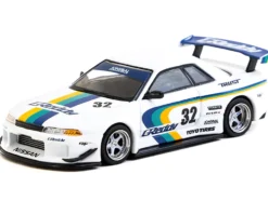 Nissan Skyline GT-R (R32) Widebody RHD (Right Hand Drive) #32 "Greddy - Jonsibal Designworks" White with Stripes "Global64" Series 1/64 Diecast Model by Tarmac Works
