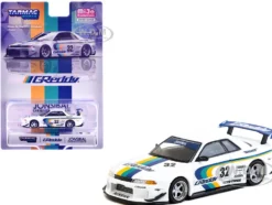 Nissan Skyline GT-R (R32) Widebody RHD (Right Hand Drive) #32 "Greddy - Jonsibal Designworks" White with Stripes "Global64" Series 1/64 Diecast Model by Tarmac Works