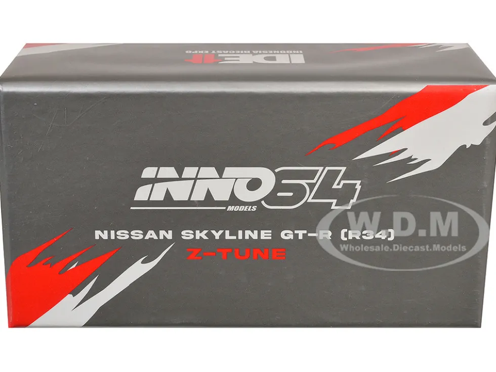 Nissan Skyline GT-R (R34) Z-Tune RHD (Right Hand Drive) Gray Metallic with Graphics "Indonesia Diecast Expo 2024 Exclusive Edition" 1/64 Diecast Model Car by Inno Models