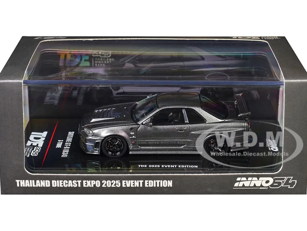 Nissan Skyline GT-R (R34) Z-Tune RHD (Right Hand Drive) Gray Metallic "Thailand Diecast Expo 2025 Event Edition" 1/64 Diecast Model Car by Inno Models