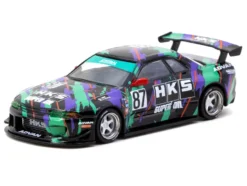 Nissan Skyline (R32) Widebody RHD (Right Hand Drive) #87 "HKS - Designed by Jon Sibal" Black with Graphics with Tarmac Cards "Global64" Series 1/64 Diecast Model by Tarmac Works