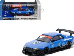 Nissan Skyline (R32) Widebody RHD (Right Hand Drive) #10 "Tarmac Works 10th Anniversary" Blue Metallic "Global64" Series 1/64 Diecast Model Car by Tarmac Works