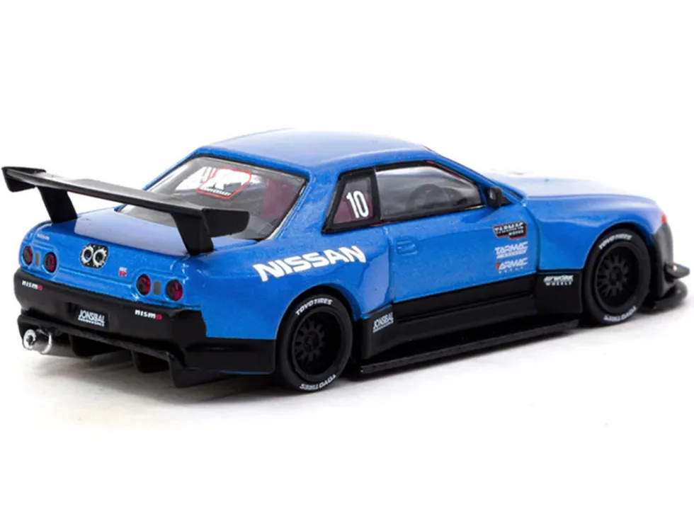 Nissan Skyline (R32) Widebody RHD (Right Hand Drive) #10 "Tarmac Works 10th Anniversary" Blue Metallic "Global64" Series 1/64 Diecast Model Car by Tarmac Works