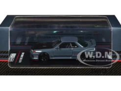 Nissan Skyline "Top Secret" GT-R (R32) RHD (Right Hand Drive) Stealth Gray with Carbon Hood 1/64 Diecast Model Car by Inno Models